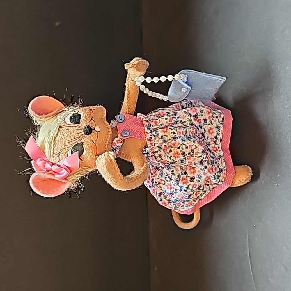 Annalee Springtime Girl Mouse Doll Easter Pink Floral Dress Blue Purse